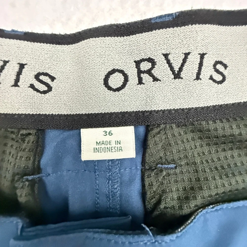 Orvis Shorts Mens 36 Blue Performance Tech Outdoor Hiking Travel Secure Pockets